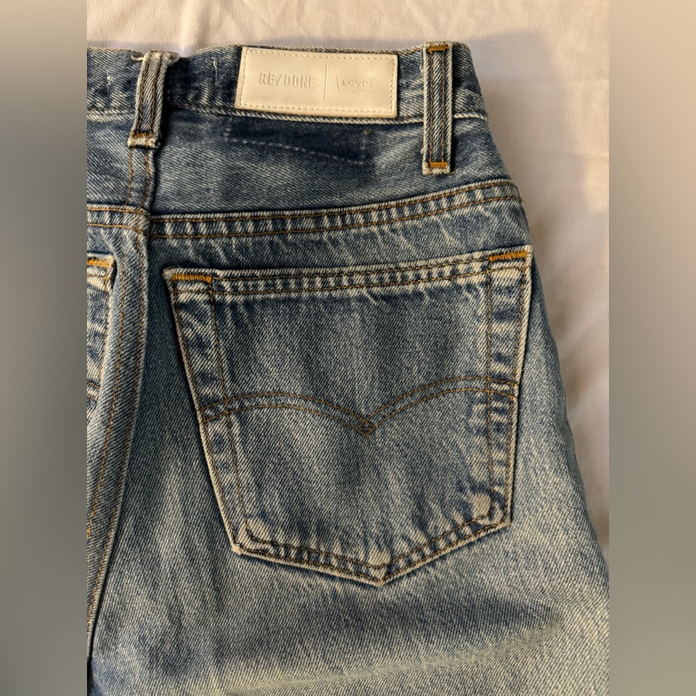 Re/done high waisted cropped denim with two tone inseam size 24
